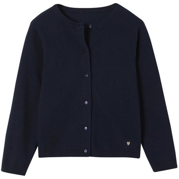 vertbaudet Strickjacke Mädchen Strickjacke BASICS Runder Ausschnitt, Knopfverschluss