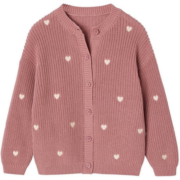 vertbaudet Strickjacke Mädchen Strickjacke mit kleinen Stickereien Knopfverschluss