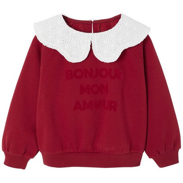 vertbaudet Sweatjacke Mädchen Sweatshirt mit besticktem Kragen