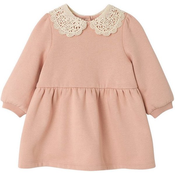 vertbaudet Sweatkleid Mädchen Baby Sweatkleid mit Häkelkragen