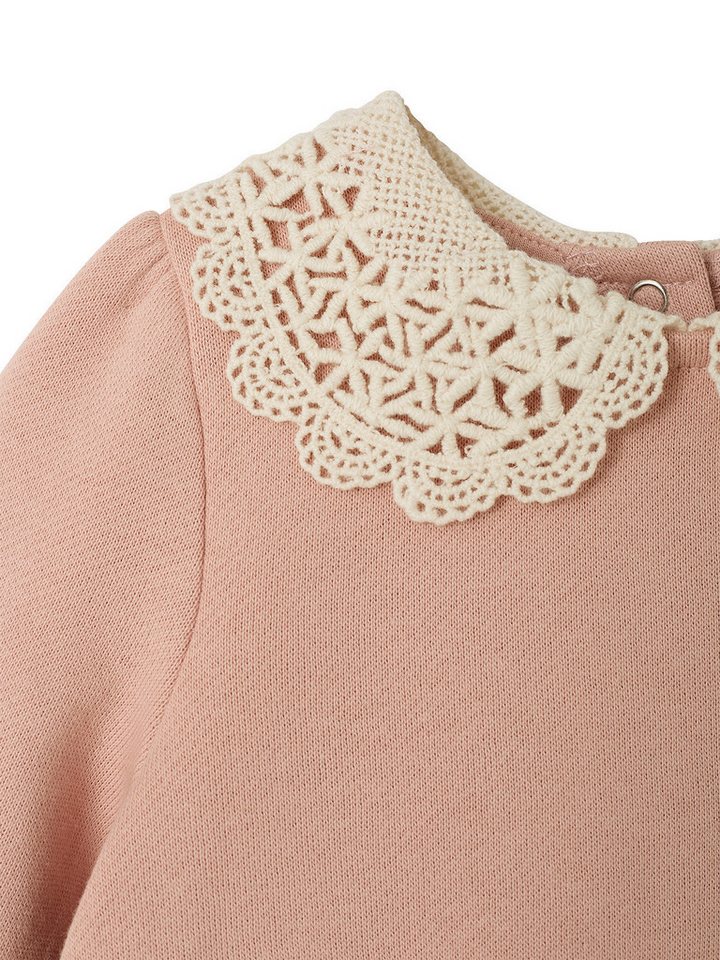 vertbaudet Sweatkleid Mädchen Baby Sweatkleid mit Häkelkragen – Bild 3 von 5
