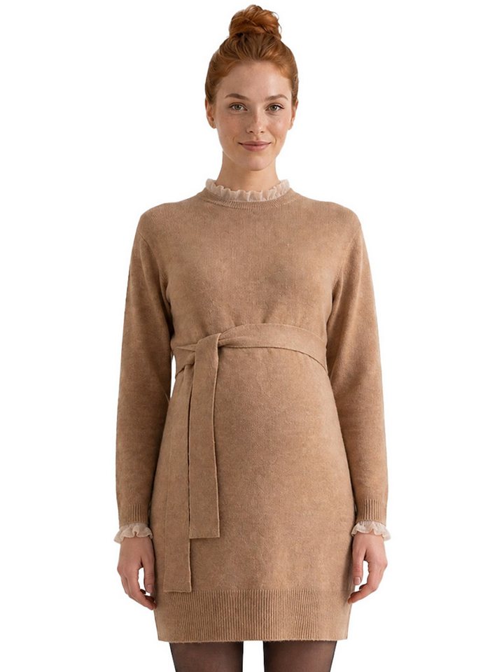vertbaudet Umstandskleid Umstands-Strickkleid mit Bindegürtel und Rüschen – Bild 2 von 5