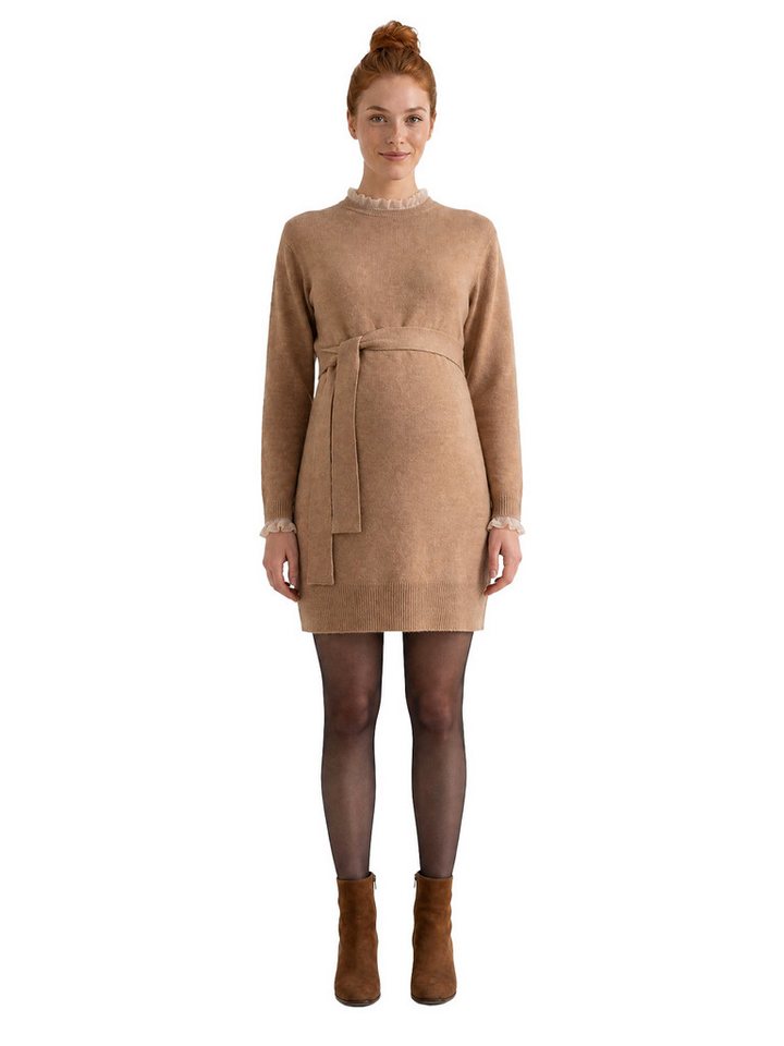 vertbaudet Umstandskleid Umstands-Strickkleid mit Bindegürtel und Rüschen – Bild 4 von 5