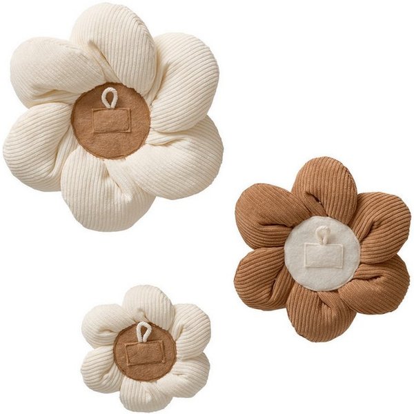 vertbaudet Wanddekoobjekt 3er-Set Samtblumen, beige, 3er-Set, zum Aufhängen oder Aufstellen