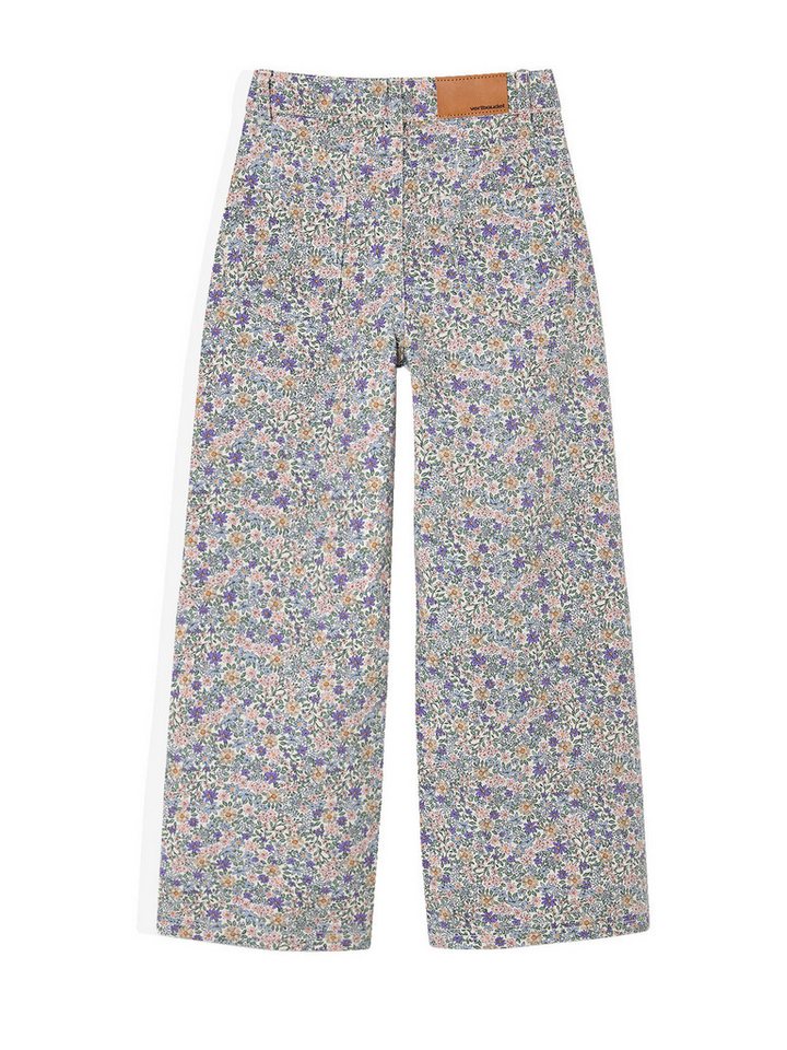vertbaudet Weite Jeans Weite Hose Mädchen mit Blumenprint Bundweite verstellbar – Bild 2 von 5
