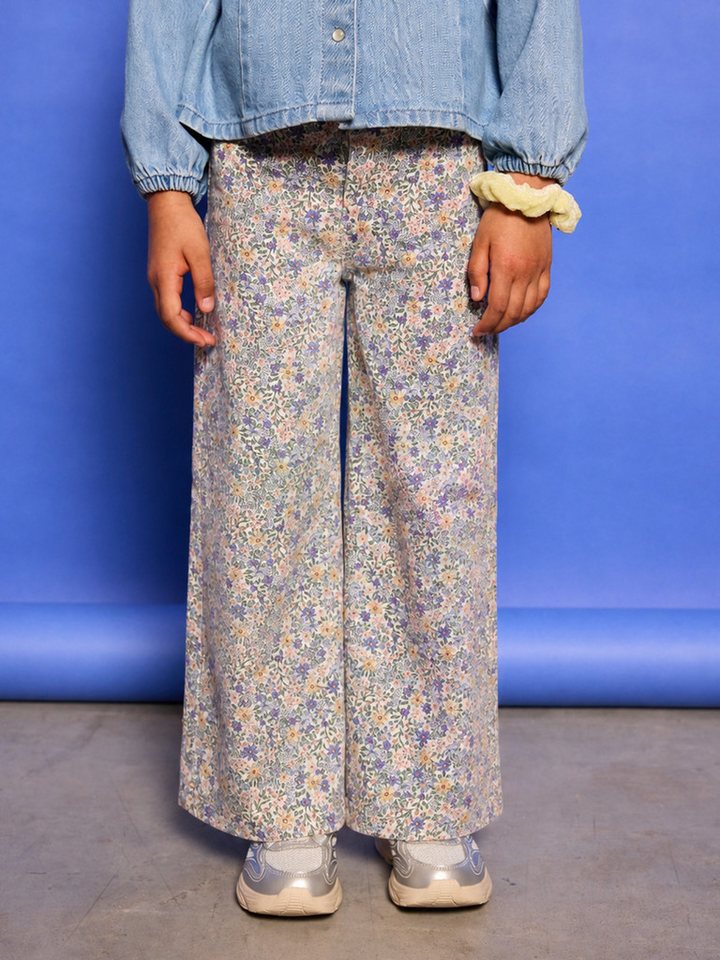 vertbaudet Weite Jeans Weite Hose Mädchen mit Blumenprint Bundweite verstellbar – Bild 5 von 5