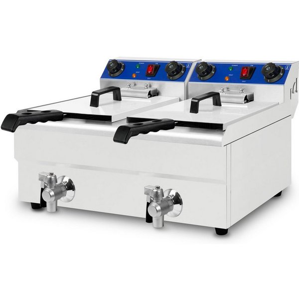 vertes Fritteuse, 3000 W, 230V, Kaltzonenprinzip, 2 Körbe, Gastro Fritöse