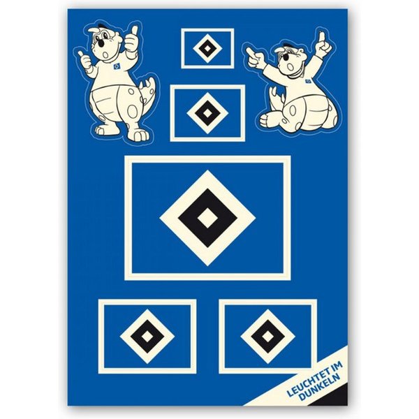 VertriebsArena GmbH Aufkleber HSV Aufkleber-Set "Nachleuchtend"