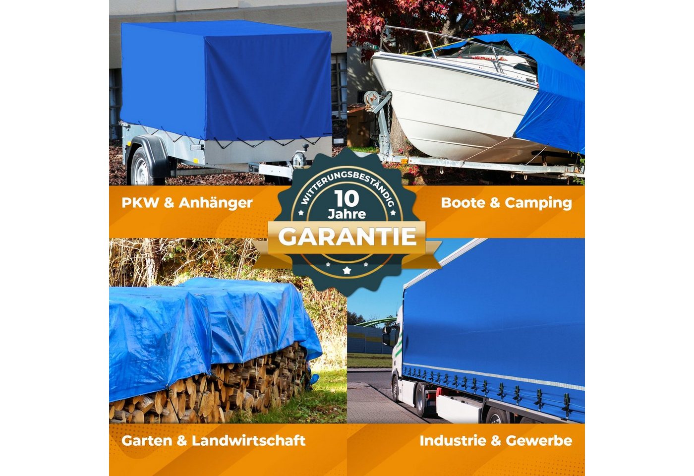 VESKA Schutzplane Profi Abdeckplane 650g/m² Gewebeplane, LKW Plane, Bootsplane, Poolabdeckung, Zeltunterlage, für Camping & Outdoor Garten – Bild 5 von 5