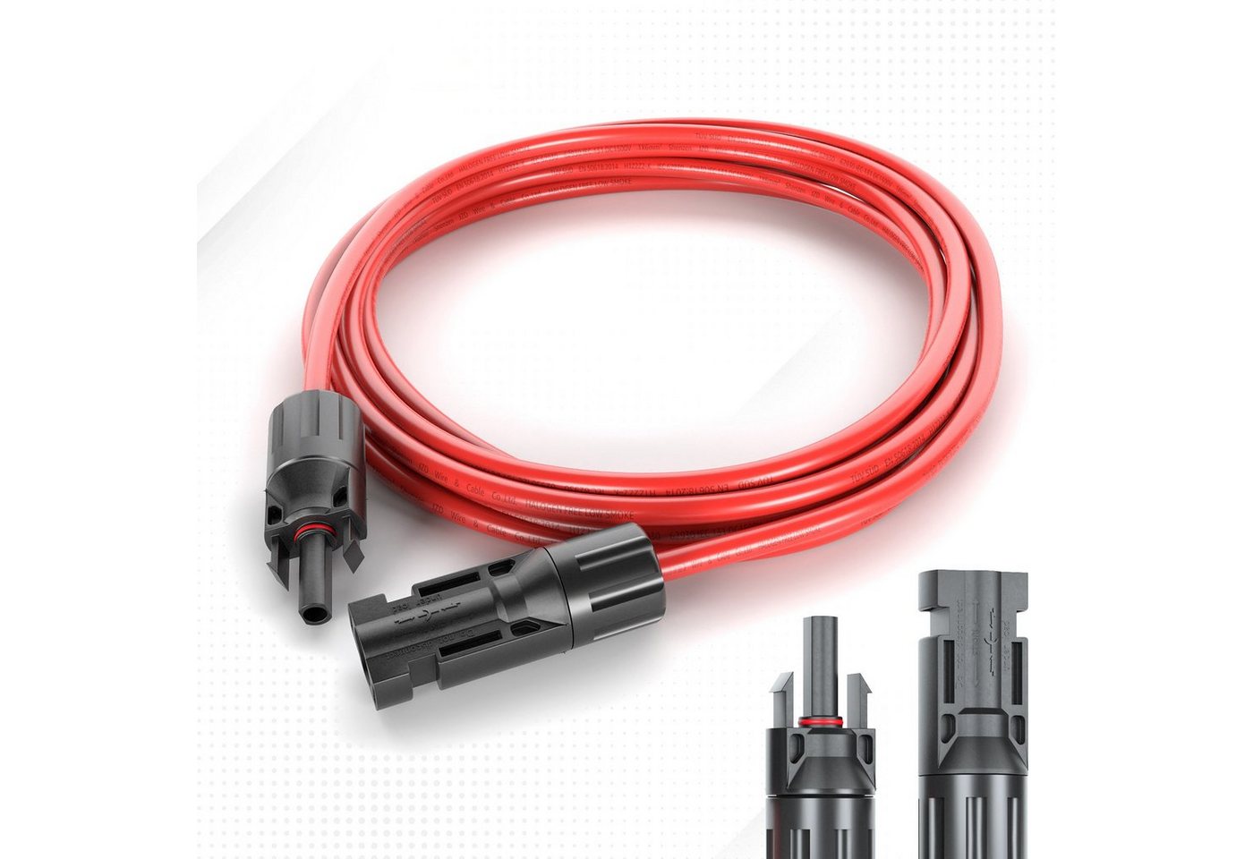 VESKA Solaranlage Solarkabel PV Stecker Solarstecker MC4 Photovoltaik, (2 Verlängerungskabel (1x rot, 1x schwarz), Kabel Set 6mm² – Bild 3 von 5