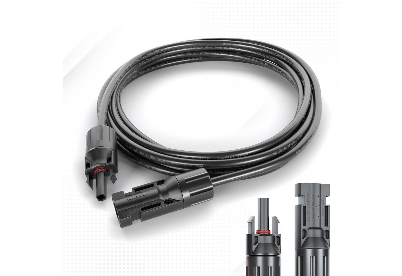 VESKA Solaranlage Solarkabel PV Stecker Solarstecker MC4 Photovoltaik, (2 Verlängerungskabel (1x rot, 1x schwarz), Kabel Set 6mm² – Bild 4 von 5