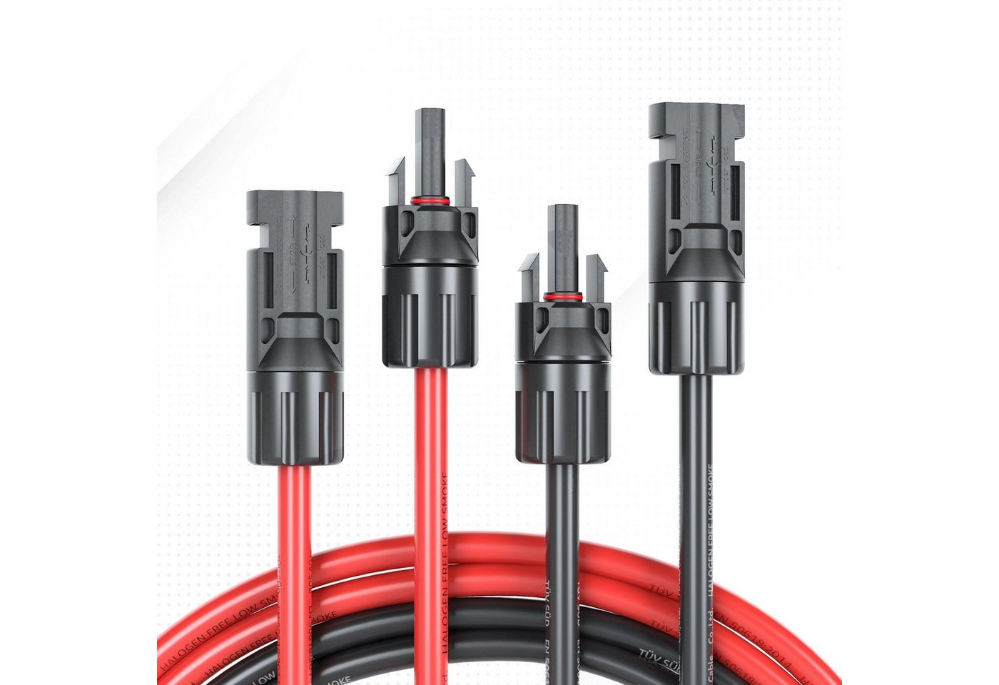 VESKA Solaranlage Solarkabel PV Stecker Solarstecker MC4 Photovoltaik, (2 Verlängerungskabel (1x rot, 1x schwarz), Kabel Set 6mm² – Bild 5 von 5