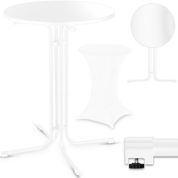 VESKA Stehtisch Ø 80cm inkl. Husse, Gastro Bistrotisch (klappbar Indoor & Outdoor, höhenverstellbare Füße, Klapptisch rund), Partytisch, Empfangstisch, Gartenti