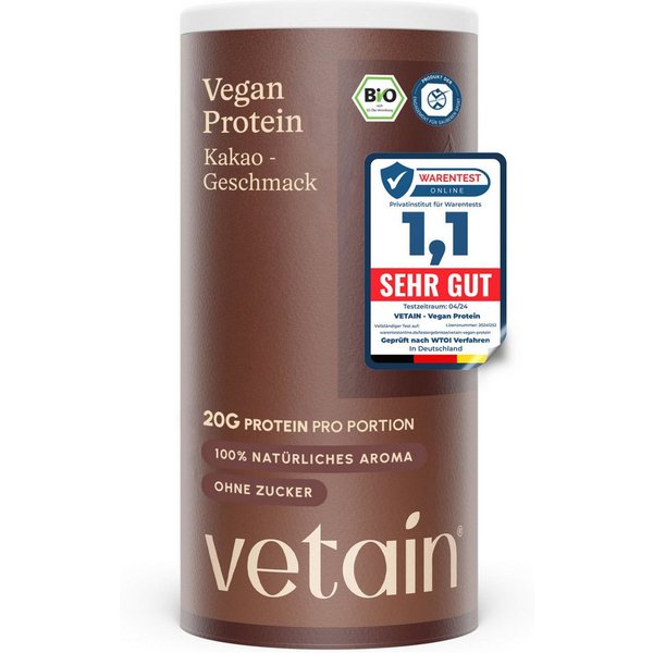 VETAIN Protein Pulver Vegan - Bio Protein Pulver, 540 g, Fermentiertes Erbsenprotein, ohne Stevia, Sucralose & Aspartam