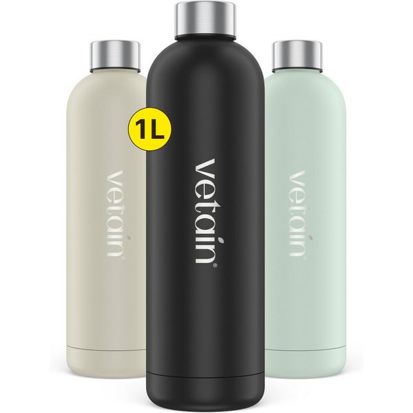 VETAIN Trinkflasche Edelstahl 1L, BPA-Frei - Kohlensäure geeignet - Isoliert - Auslaufsicher