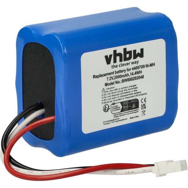 vhbw Akku passend für iRobot Braava 300, 380, 390, 2000, 381, 380T, 390T Staubsauger-Akku Akku NiMH 2000 mAh (7,2 V, 1 St), Leistungsfähiger Austausch-Akku für 