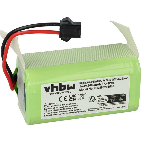 vhbw Akku passend für Tesvor X500 Pro, S6, Simum 6, T8, S3, X500, V300, Staubsauger-Akku Akku Li-Ion 2600 mAh (14,4 V, 1 St), Leistungsfähiger Austausch-Akku fü