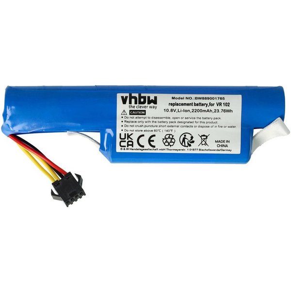 vhbw Akku passend für Vileda VR 102, VR ONE Saugroboter (2200 mAh, 10,8 V, Staubsauger-Akku Akku Li-Ion 2200 mAh (10,8 V, 1 St), Leistungsfähiger Austausch-Akku