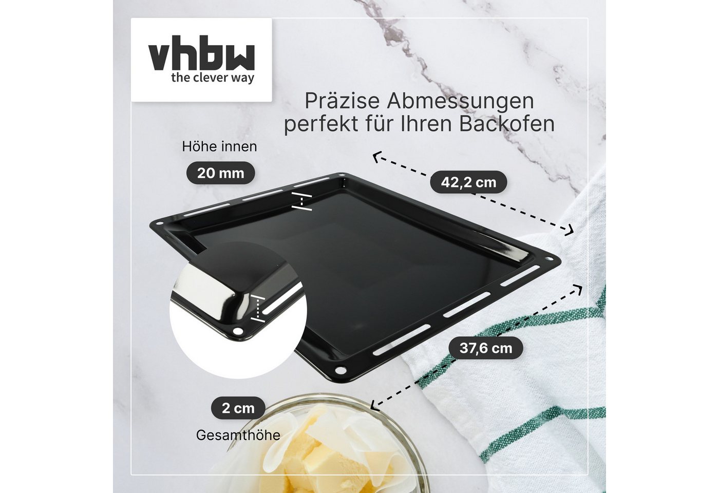 vhbw Backblech für Backofen, Metall, Emailliert, Spülmaschinenfest, Antihaftbeschichtet – Bild 3 von 5