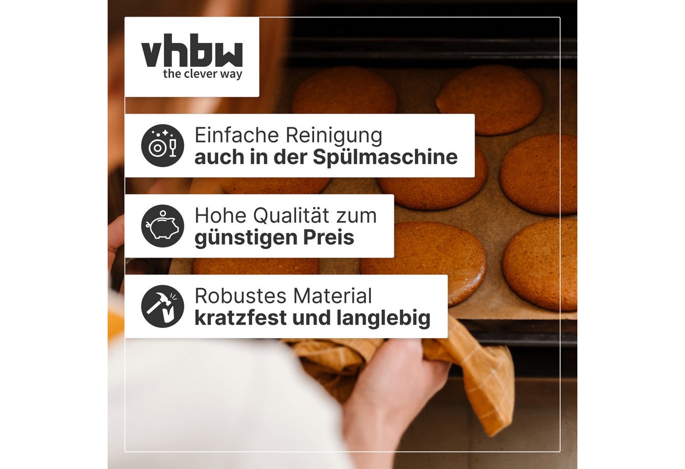 vhbw Backblech für Backofen, Metall, Emailliert, Spülmaschinenfest, Antihaftbeschichtet – Bild 4 von 5