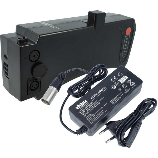 vhbw Ersatz für Samsung SDI-3610C, SDI Side-Click 36V, 10ICR19/65-4, E-Bike Akku Ladezubehör (36 V, 2 St), Das Ladeset besteht aus: 1x Ladegerät, 1x Akku, Prakt