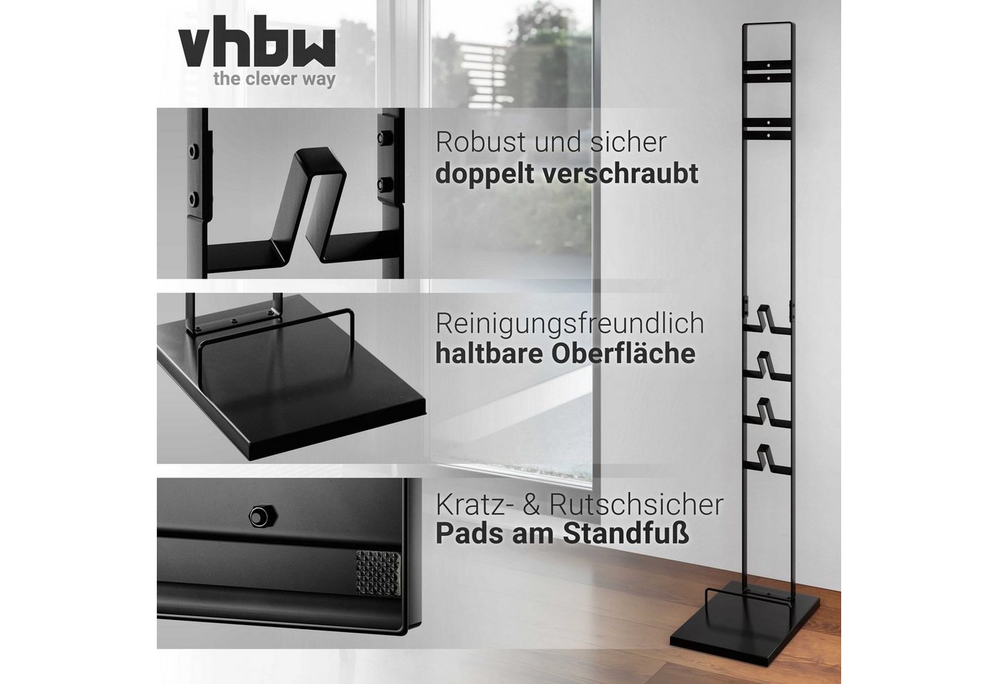 vhbw Standhalterung passend für Dyson V7, V16 Piston Animal Submarine, V8, V6, V8 Absolute, (1-tlg., Hochwertiger Aufbewahrungsständer für Ihren kabellosen Akku – Bild 3 von 5