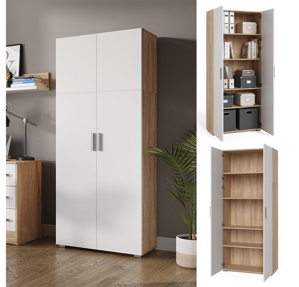 Vicco Aktenschrank Frank, Weiß/Sonoma, 80 x 182.4 cm (1-St) – Bild 3 von 5