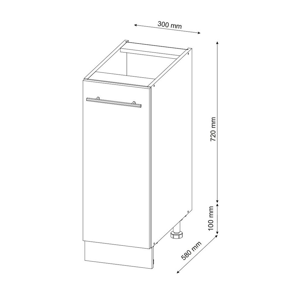 Vicco Apothekerschrank Fame-Line, Anthrazit Hochglanz/Weiß, 30 cm ohne Arbeitsplatte (1-St) – Bild 2 von 5