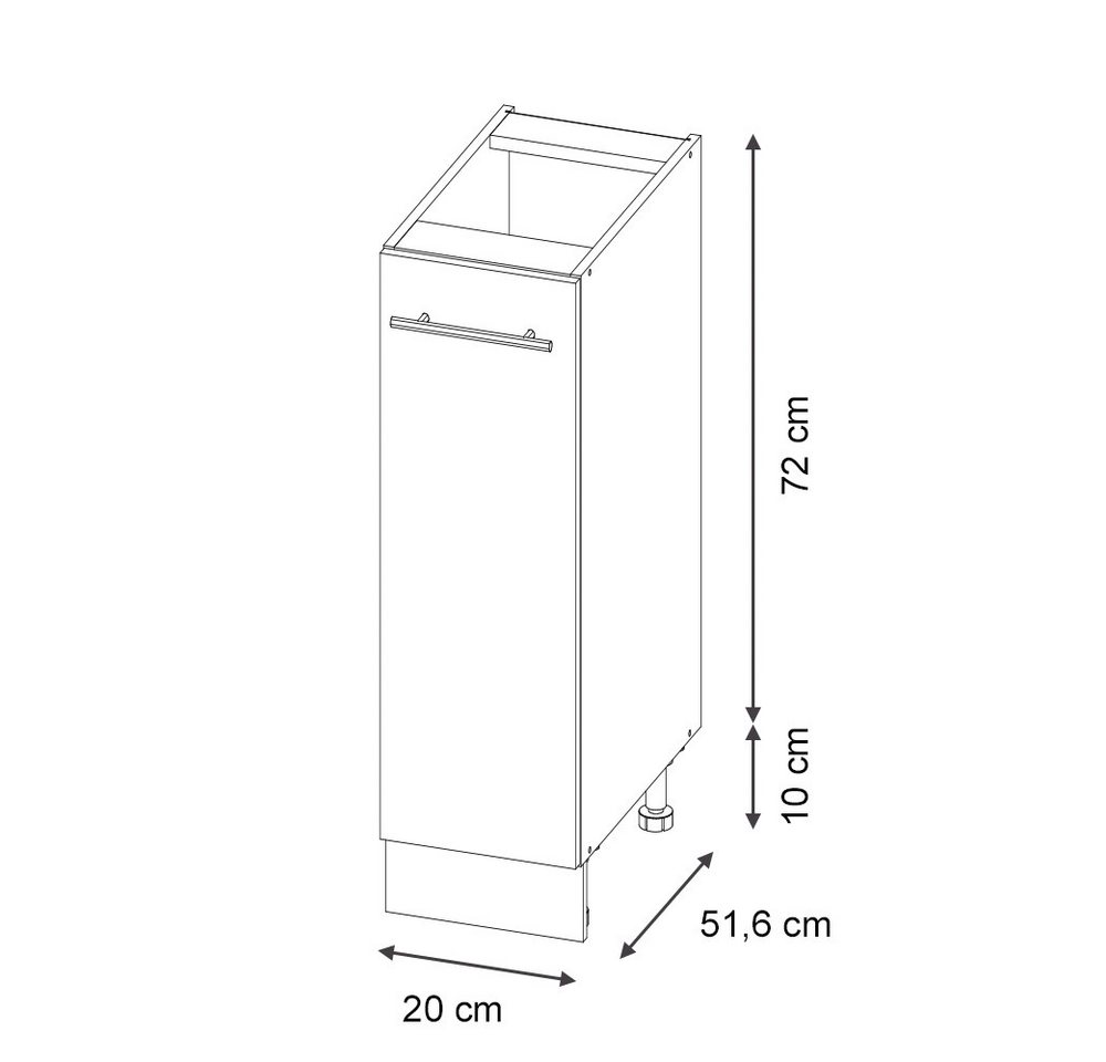 Vicco Apothekerschrank Fame-Line, Anthrazit Hochglanz/Weiß, 20 cm ohne Arbeitsplatte (1-St) – Bild 2 von 5