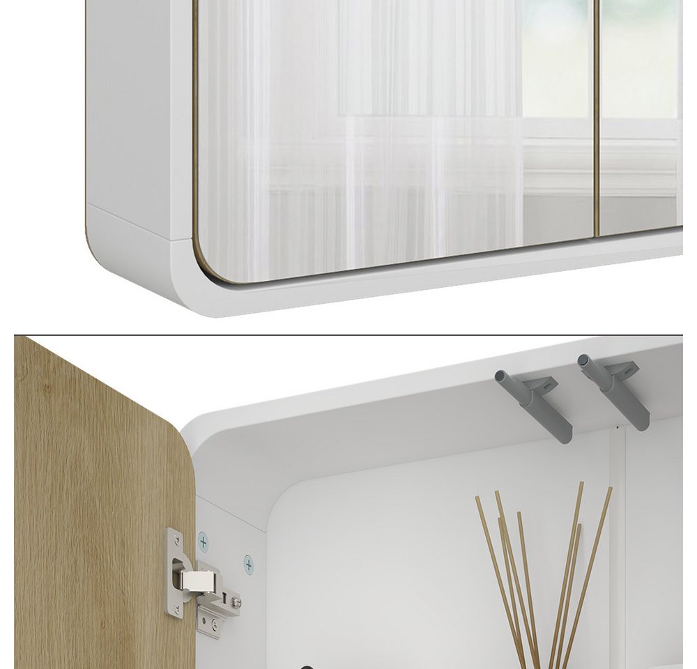 Vicco Badezimmerspiegelschrank Arla, Weiß/Eiche, 60 x 60 cm (1-St) – Bild 3 von 5