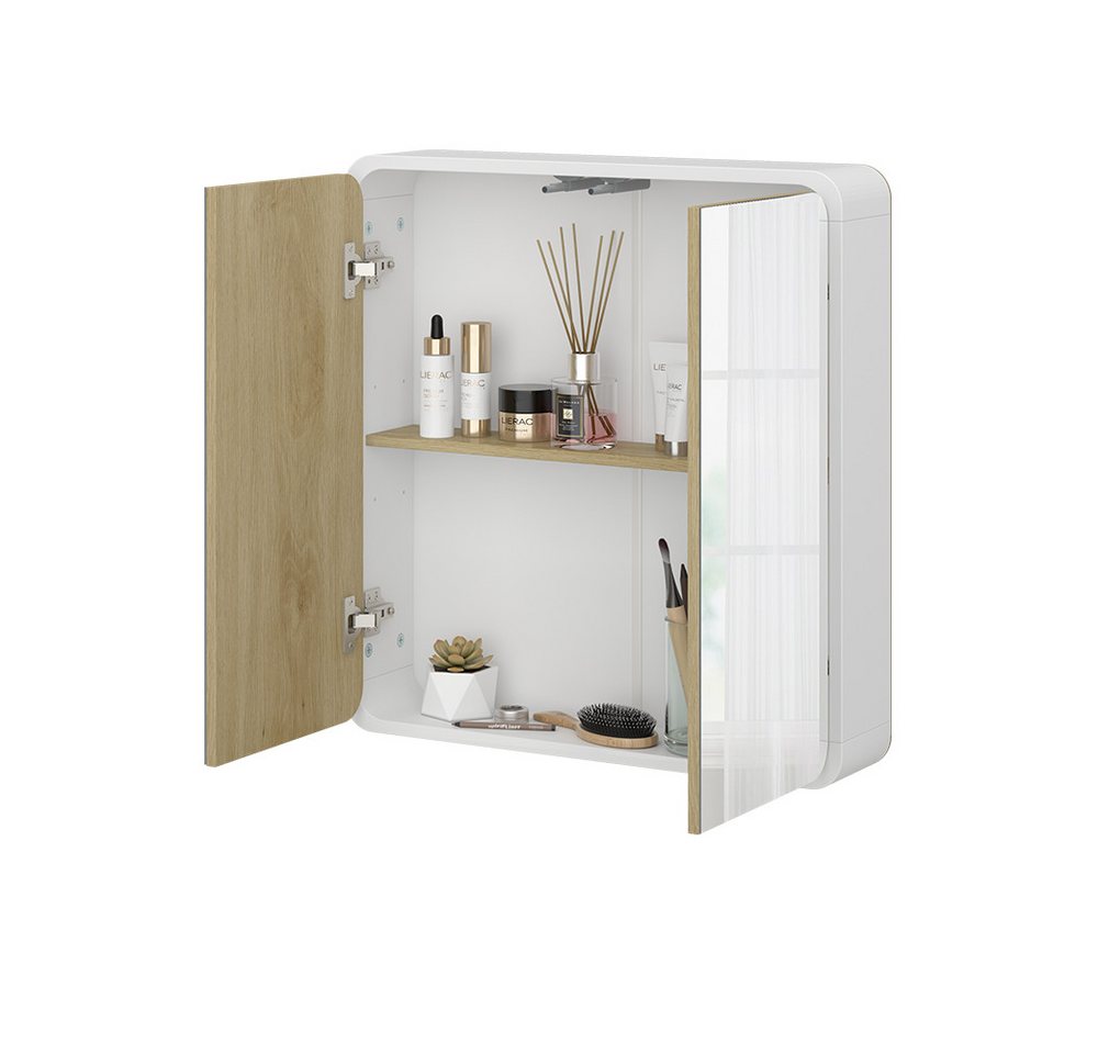 Vicco Badezimmerspiegelschrank Arla, Weiß/Eiche, 60 x 60 cm (1-St) – Bild 4 von 5
