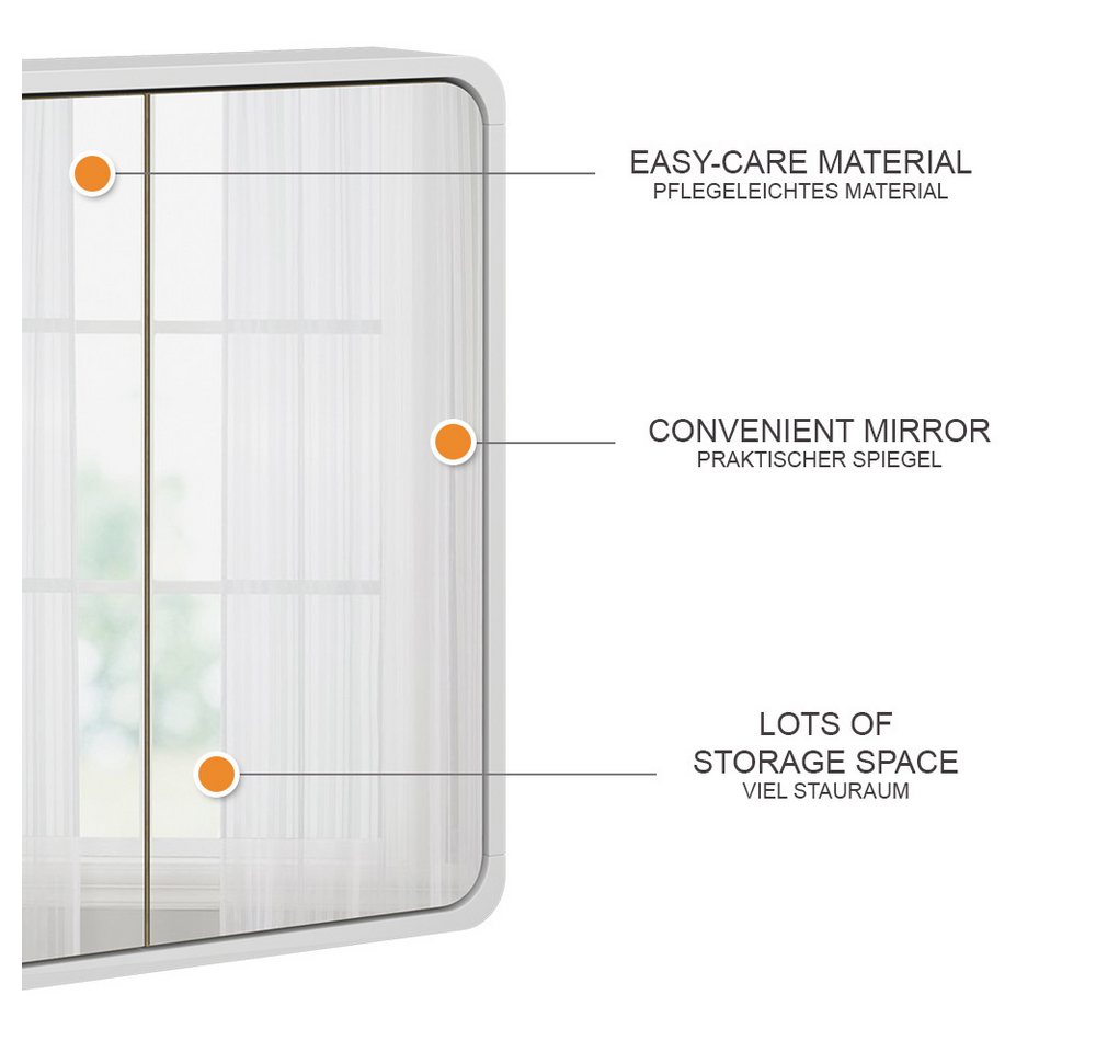 Vicco Badezimmerspiegelschrank Arla, Weiß/Eiche, 60 x 60 cm (1-St) – Bild 5 von 5