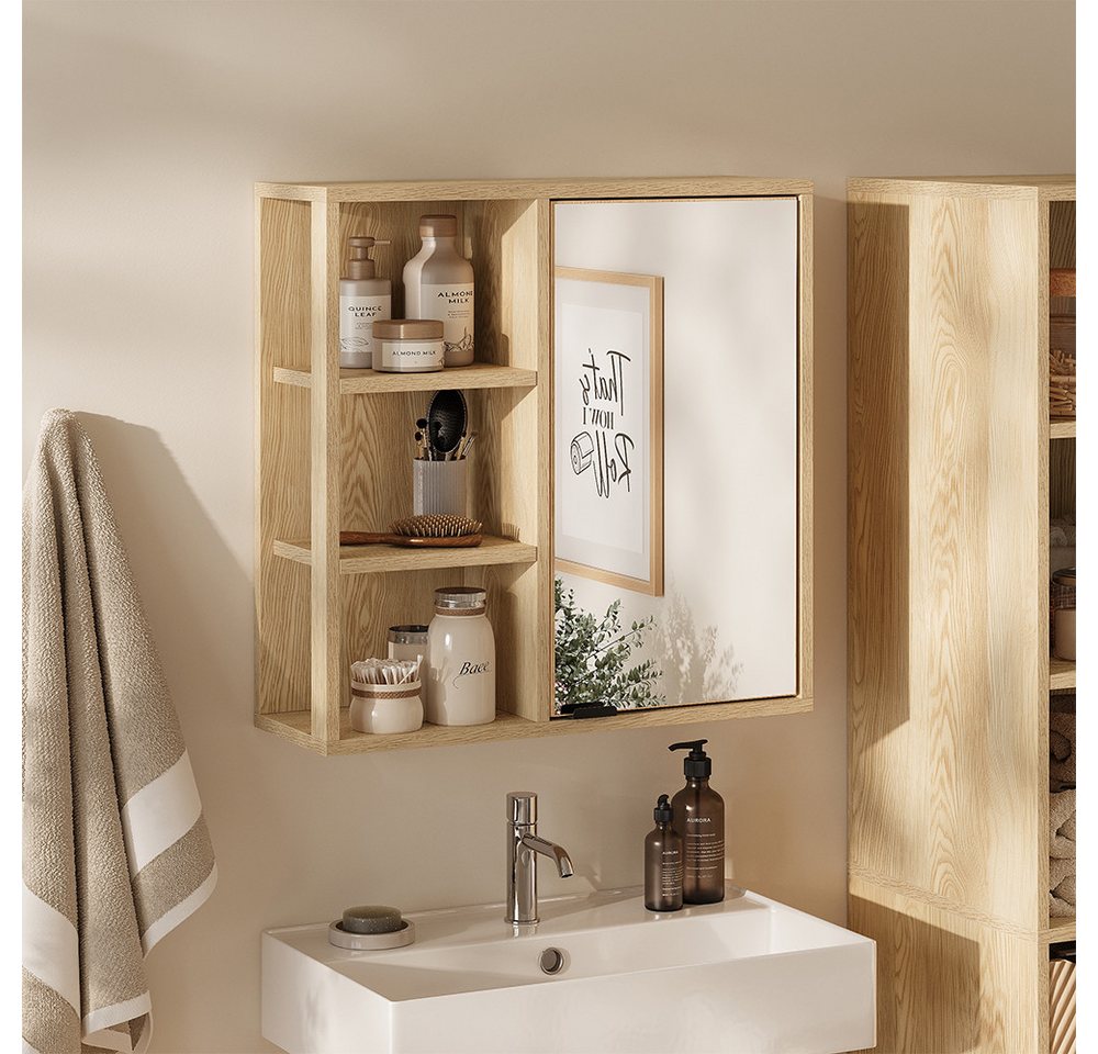 Vicco Badezimmerspiegelschrank Arven, Eiche, 60 x 60 cm – Bild 3 von 5