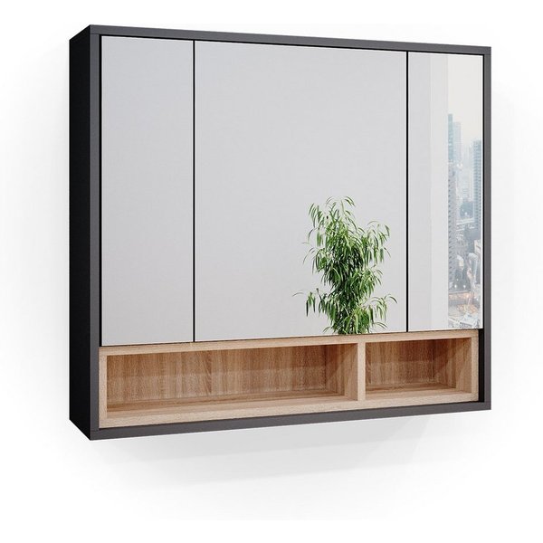 Vicco Badezimmerspiegelschrank Beatrice, Anthrazit/Sonoma, 80 x 72 cm (1-St)
