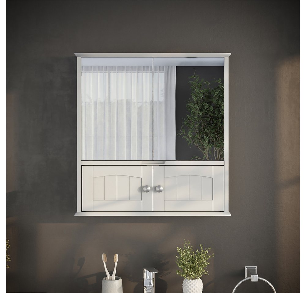 Vicco Badezimmerspiegelschrank Bianco, Weiß, 56 x 58 cm (1-St) – Bild 3 von 5
