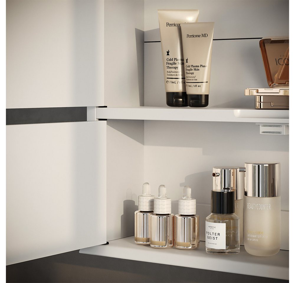 Vicco Badezimmerspiegelschrank Bianco, Weiß, 56 x 58 cm (1-St) – Bild 4 von 5