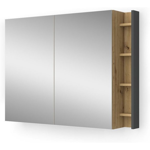 Vicco Badezimmerspiegelschrank Edelin, Artisan/Anthrazit, 100 x 75 cm mit Regalen (1-St)