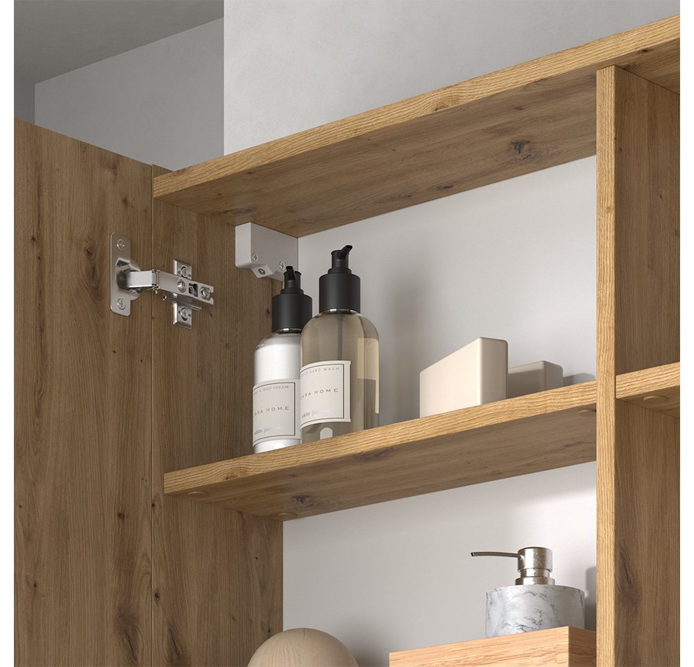 Vicco Badezimmerspiegelschrank Edelin, Artisan/Anthrazit, 100 x 75 cm mit Regalen (1-St) – Bild 4 von 5