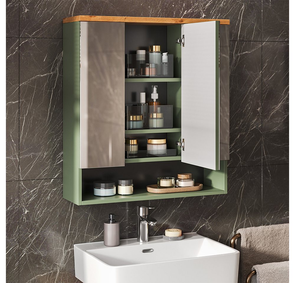 Vicco Badezimmerspiegelschrank Eden, Grün/Artisan, 70 x 77.5 cm mit 3 Spiegeltüren (1-St) – Bild 4 von 5