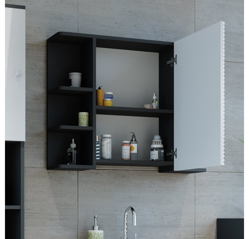 Vicco Badezimmerspiegelschrank Fynn, Anthrazit/Weiß, 80 x 64 cm (1-St) – Bild 5 von 5