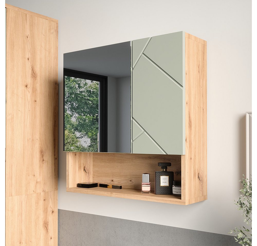 Vicco Badezimmerspiegelschrank Irma, Salbeigrün/Artisan, 54 x 55 cm (1-St) – Bild 3 von 5