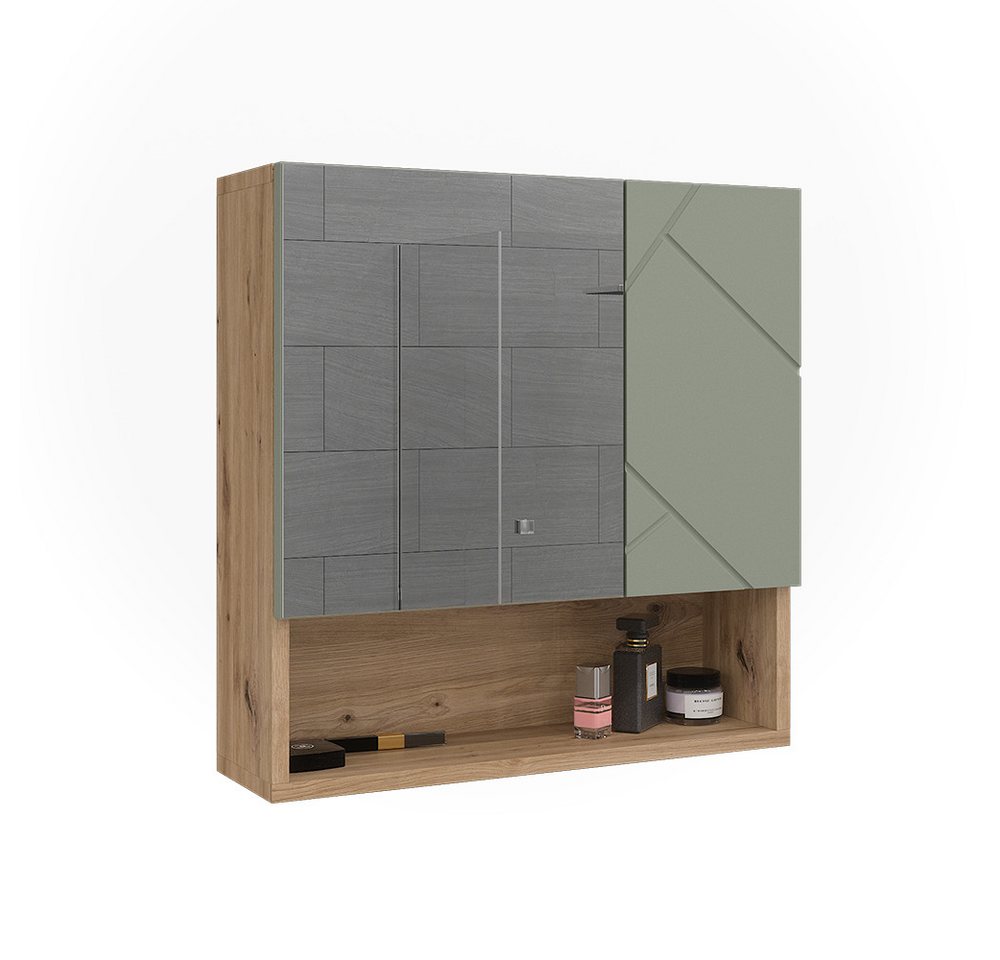 Vicco Badezimmerspiegelschrank Irma, Salbeigrün/Artisan, 54 x 55 cm (1-St) – Bild 5 von 5