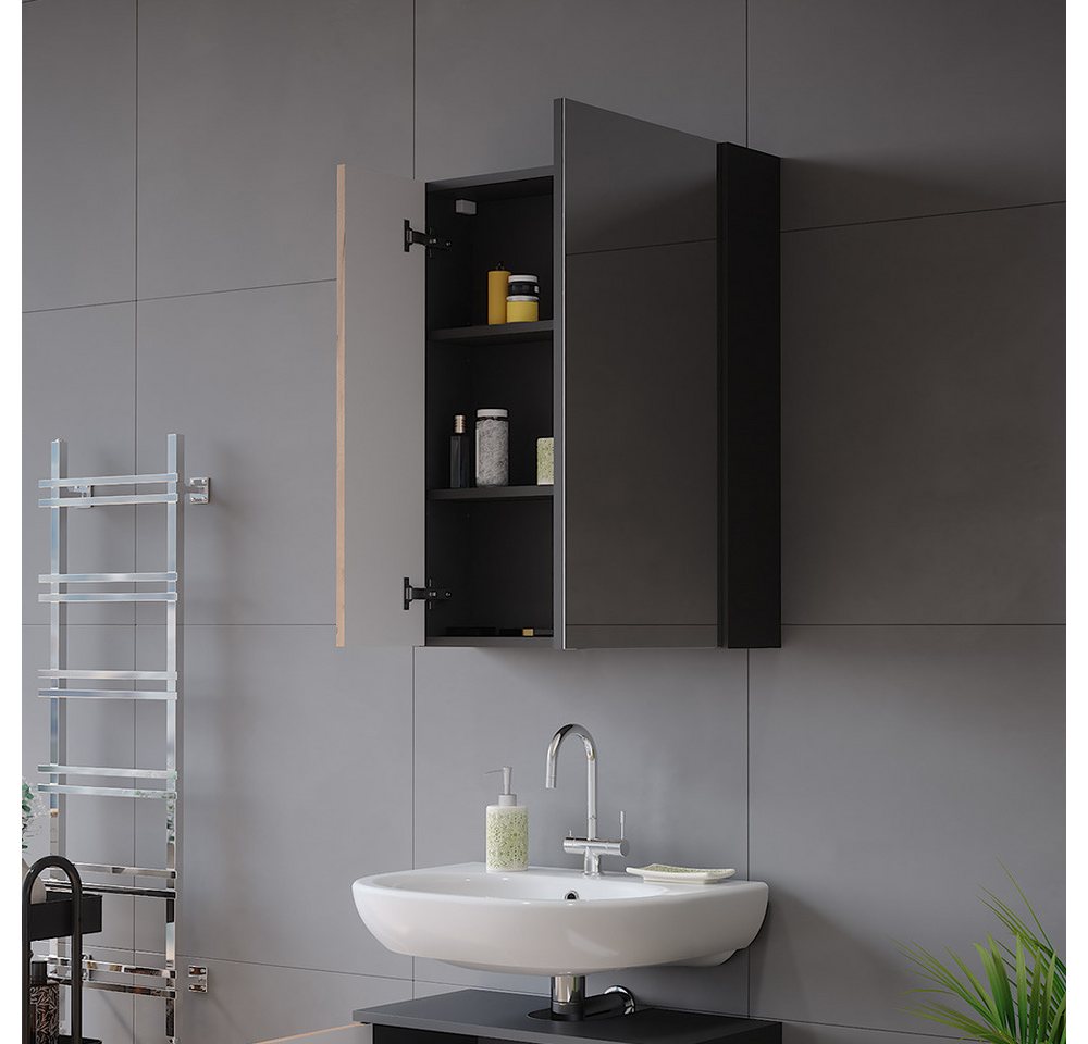 Vicco Badezimmerspiegelschrank Irma, Anthrazit/Goldkraft Eiche, 60 x 75 cm (1-St) – Bild 5 von 5