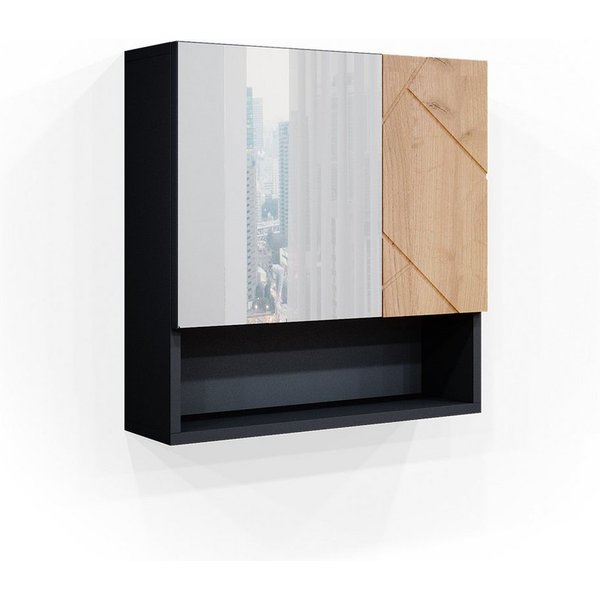 Vicco Badezimmerspiegelschrank Irma, Anthrazit/Eiche, 54 x 55 cm (1-St)