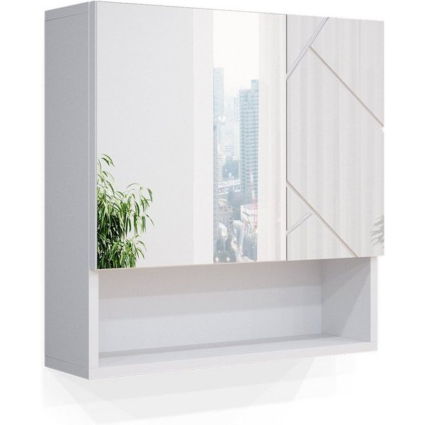 Vicco Badezimmerspiegelschrank Irma, Weiß Hochglanz, 54 x 55 cm (1-St)