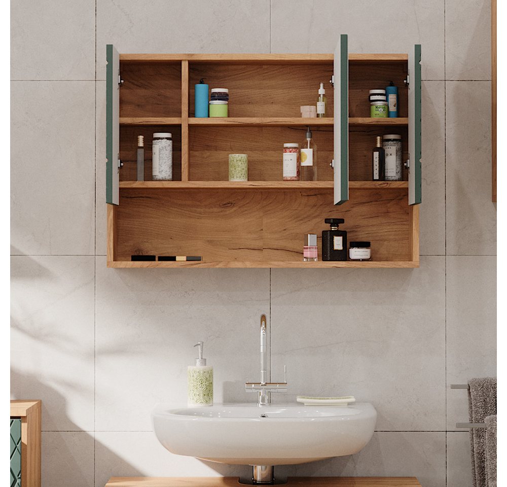 Vicco Badezimmerspiegelschrank Irma, Goldkraft Eiche/Grün, 80.1 x 55 cm (1-St) – Bild 5 von 5