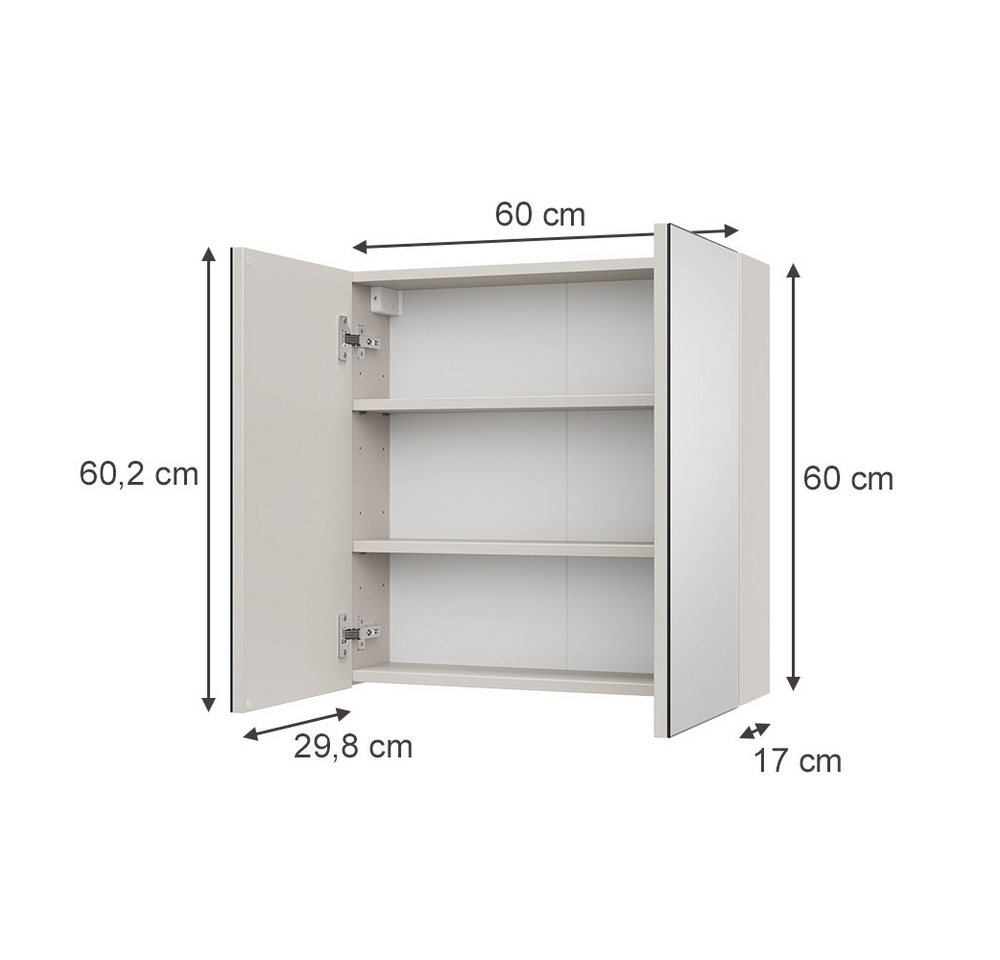 Vicco Badezimmerspiegelschrank Lavia, Cashmere, 60 x 60.2 cm – Bild 2 von 5