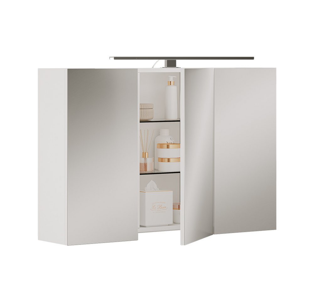 Vicco Badezimmerspiegelschrank Lavio, Weiß, 90 x 60 cm mit LED-Beleuchtung (1-St) – Bild 5 von 5