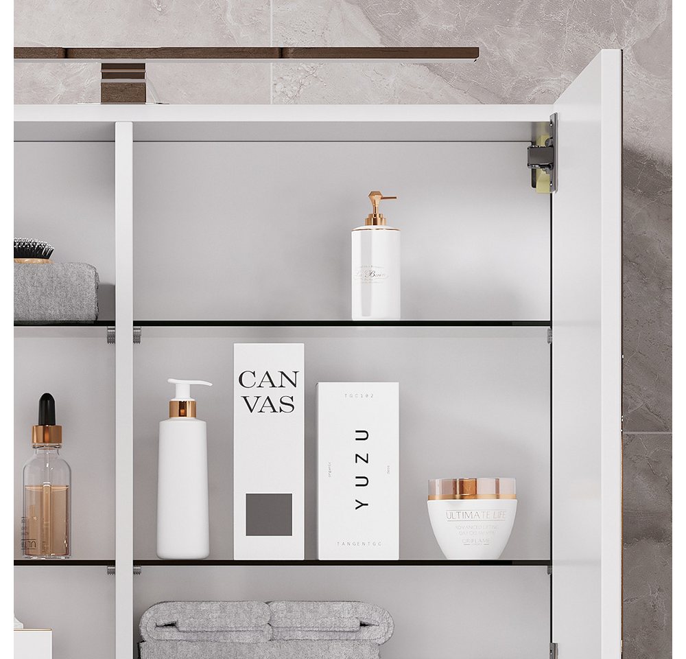 Vicco Badezimmerspiegelschrank Lavio, Weiß, 80 x 60 cm mit LED-Beleuchtung (1-St) – Bild 4 von 5