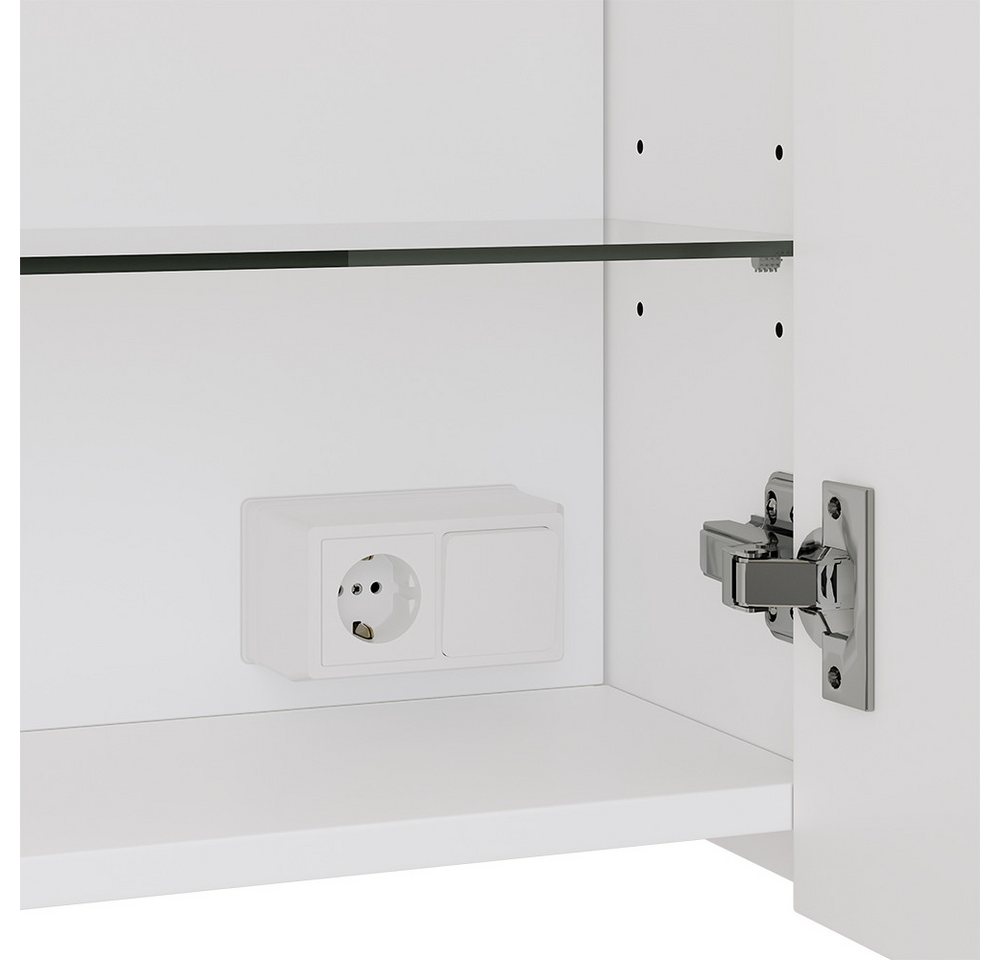 Vicco Badezimmerspiegelschrank Lavio, Weiß, 80 x 60 cm mit LED-Beleuchtung (1-St) – Bild 5 von 5